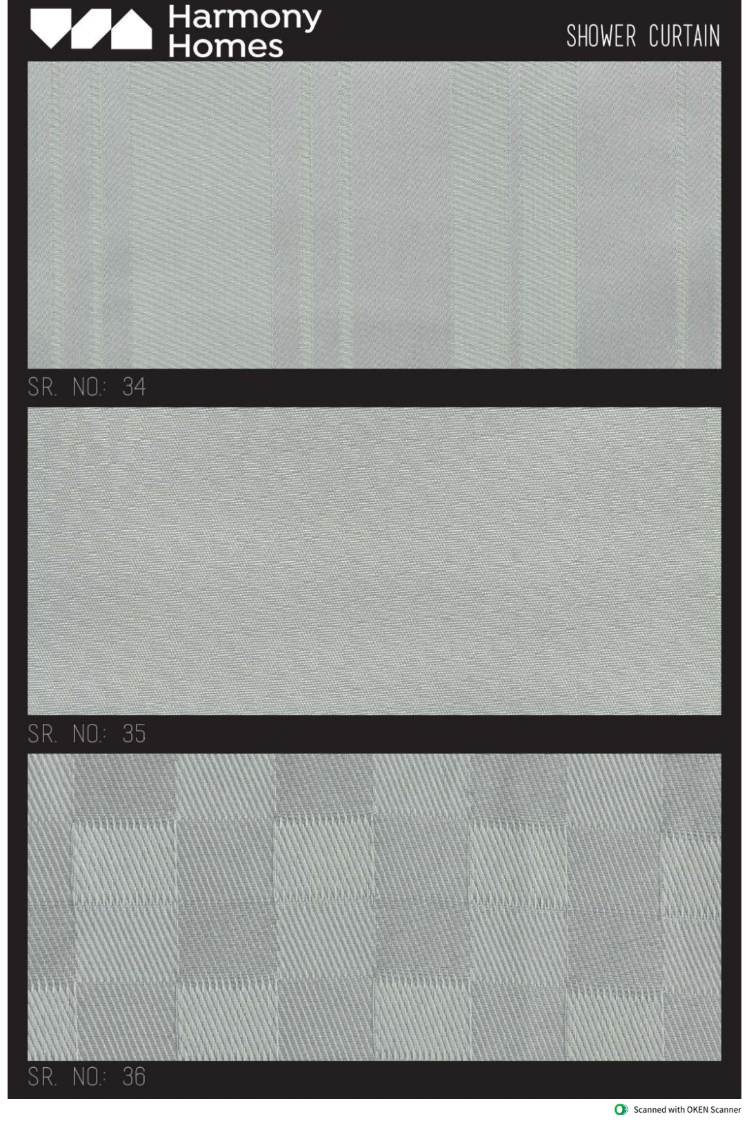 Shower curtain design sheet serial numbers 34 to 36